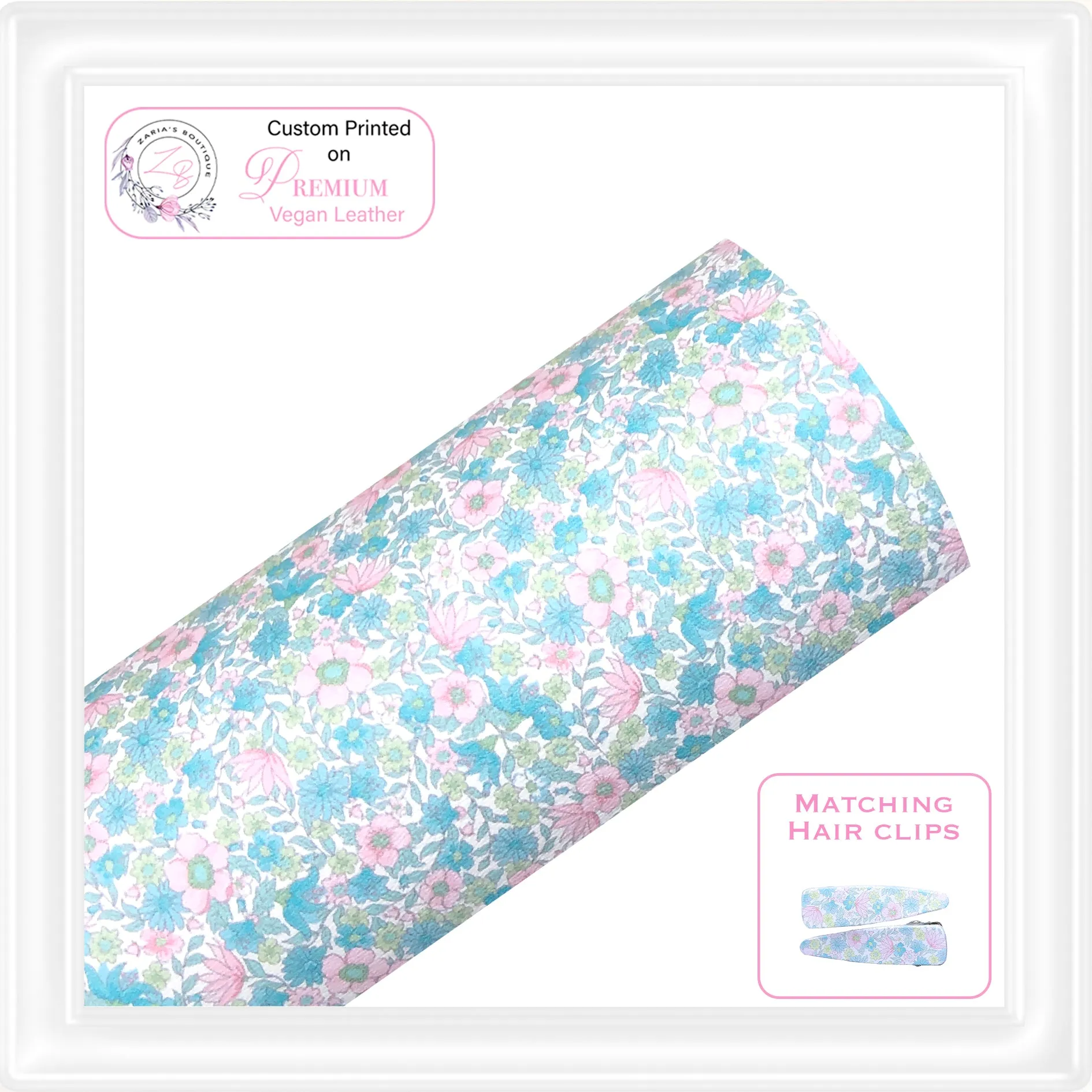 ⋅ Ditsy Floral ⋅ Custom Printed Vegan Faux Leather & Hair Clips ⋅
