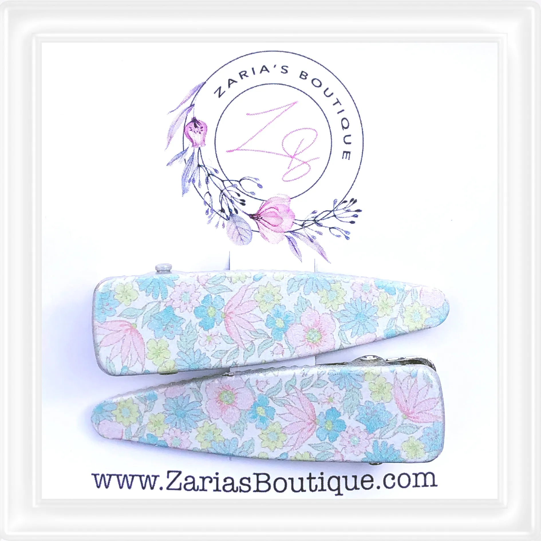 ⋅ Ditsy Floral ⋅ Custom Printed Vegan Faux Leather & Hair Clips ⋅