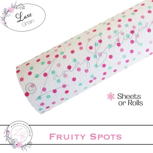 ⋅ Juicy Fruit ⋅ Polka Dots ⋅ Vegan Faux Leather ⋅ Single Sheets Or Rolls! ⋅