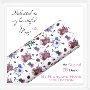 ⋅ My Highland Home ⋅ Highland Cow Floral ⋅ Custom Printed Vegan Faux Leather ⋅