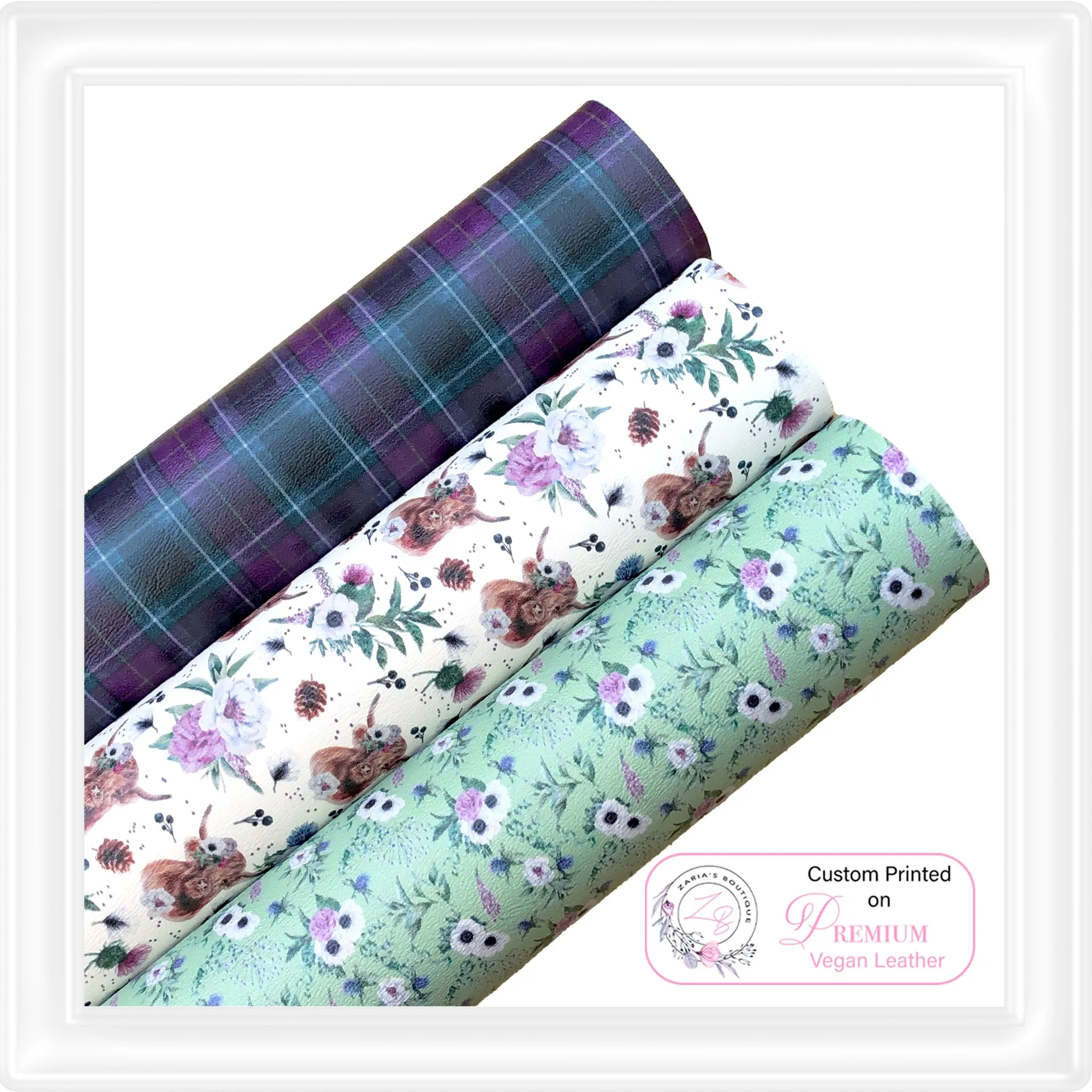 ⋅ My Highland Home ⋅ Tartan ⋅ Custom Printed Vegan Faux Leather ⋅