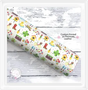 ⋅ Spring Garden ⋅ Custom Vegan Faux Leather ⋅ Single Sheets Or Rolls! ⋅