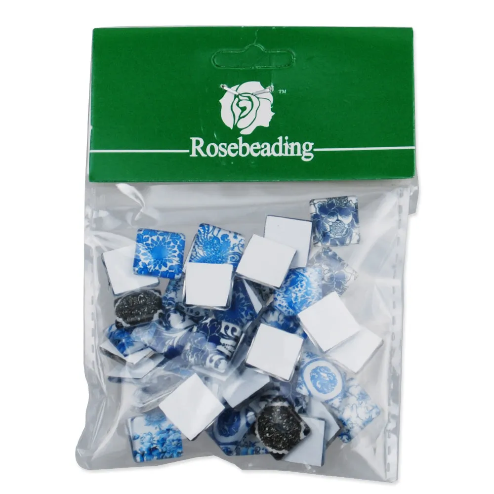 12MM Square Colorful glass cabochons,Mix china Blue and white porcelain pattern glass cabochons,flat back,thickness 4mm,50 pieces/lot