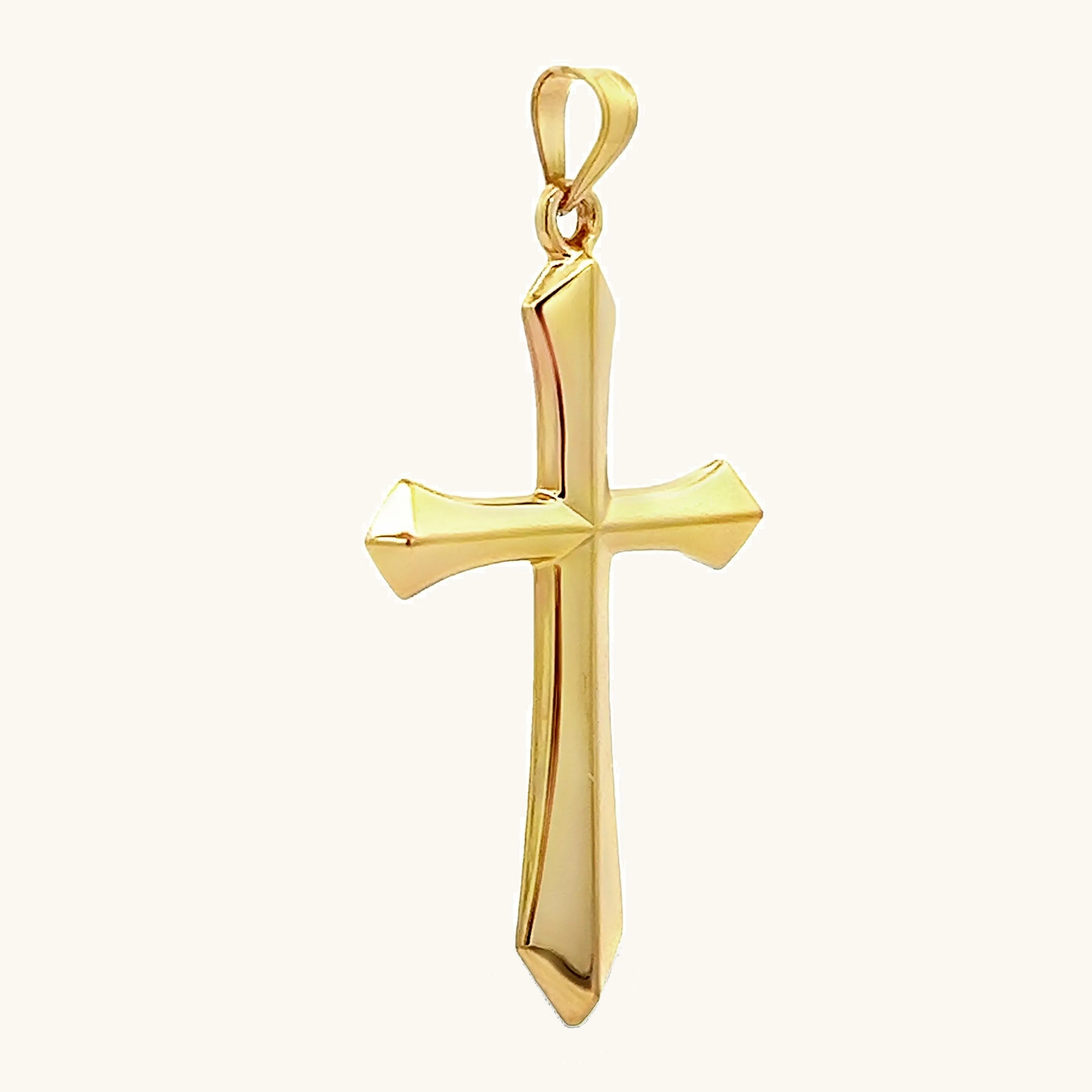 14K GOLD ANGLED CROSS PENDANT
