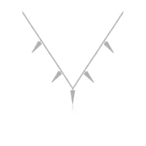 18k Gold Pointed Triangle Shape Diamond Necklace / Choker