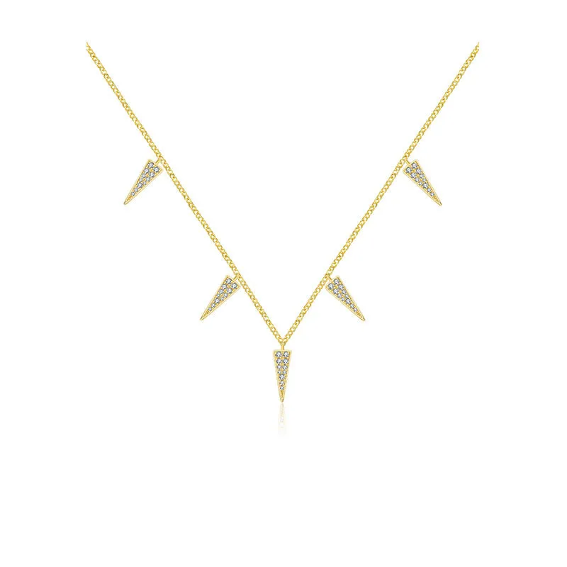 18k Gold Pointed Triangle Shape Diamond Necklace / Choker