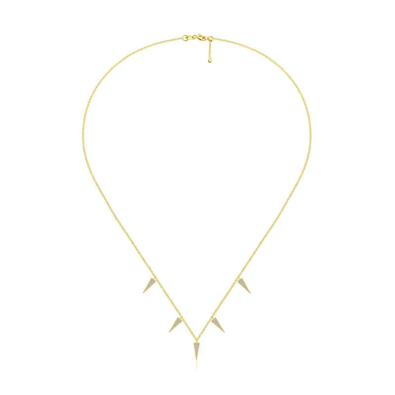 18k Gold Pointed Triangle Shape Diamond Necklace / Choker