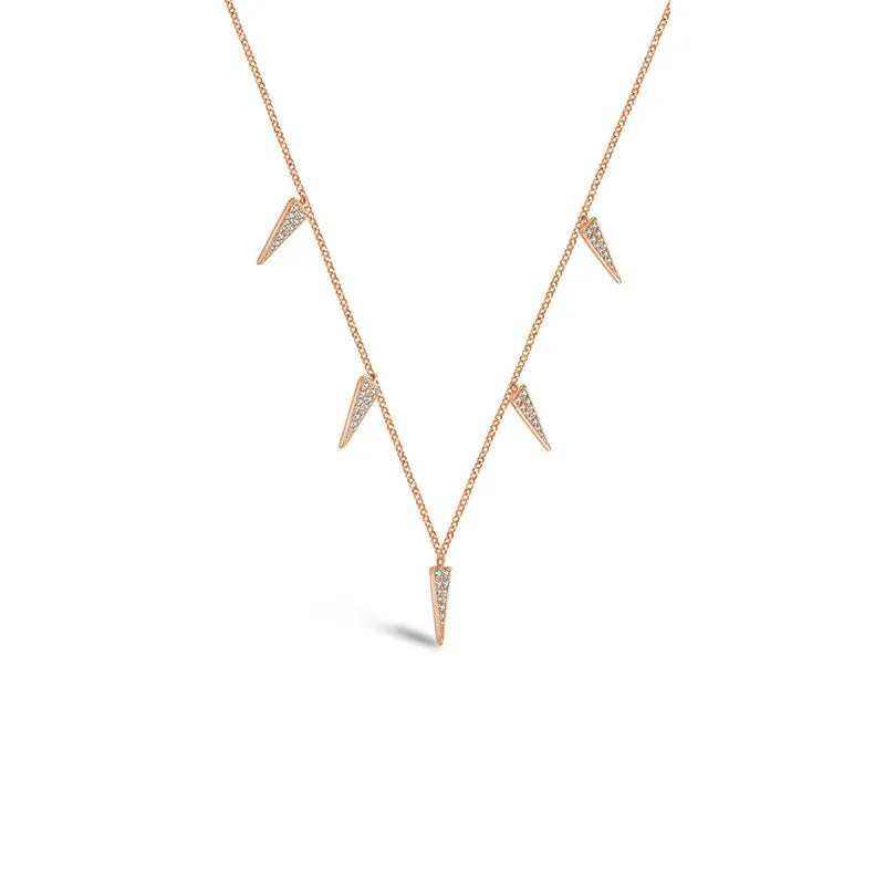18k Gold Pointed Triangle Shape Diamond Necklace / Choker