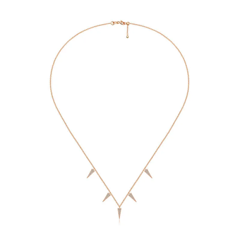 18k Gold Pointed Triangle Shape Diamond Necklace / Choker