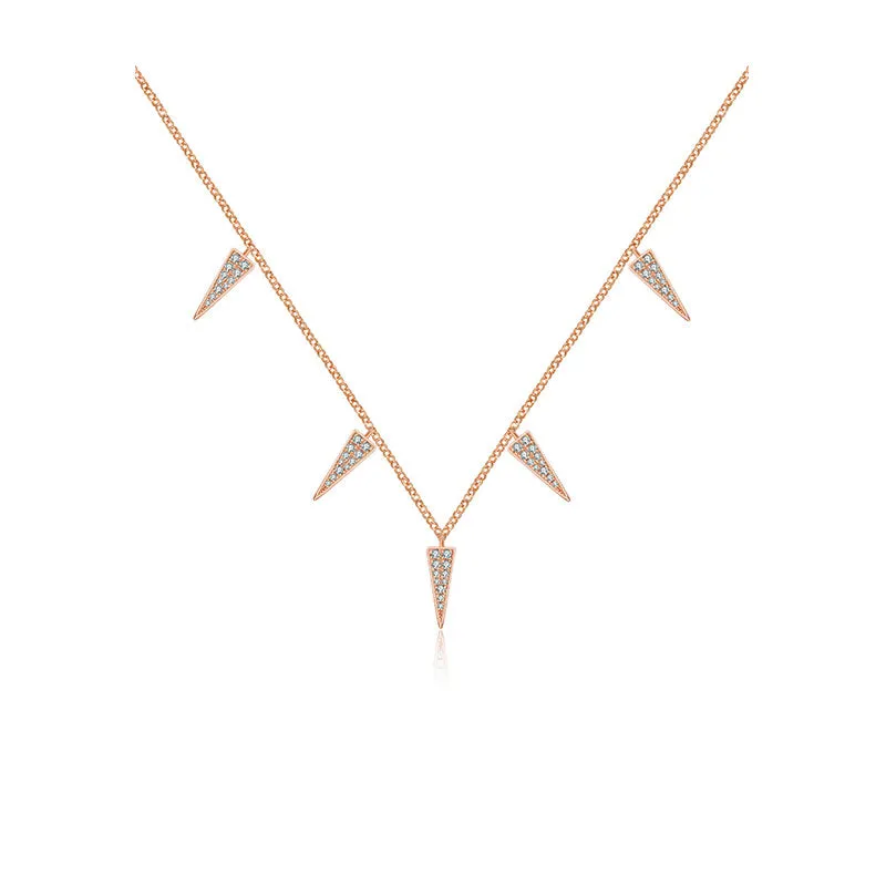 18k Gold Pointed Triangle Shape Diamond Necklace / Choker