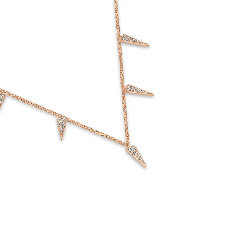 18k Gold Pointed Triangle Shape Diamond Necklace / Choker