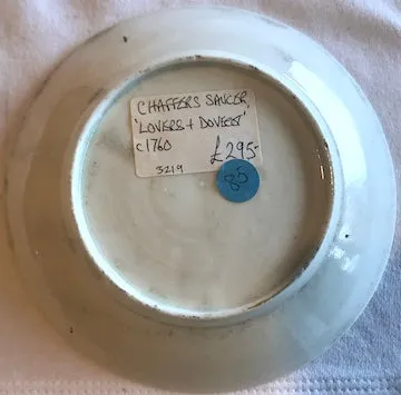 18th Century Chaffers Liverpool Porcelain Black Transfer Printed Saucer.