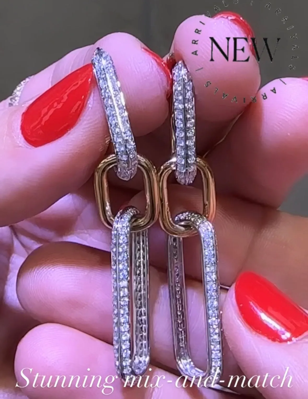 1.90ct tw Pave Diamond Two-Tone Gold  - Multiway Link Earrings