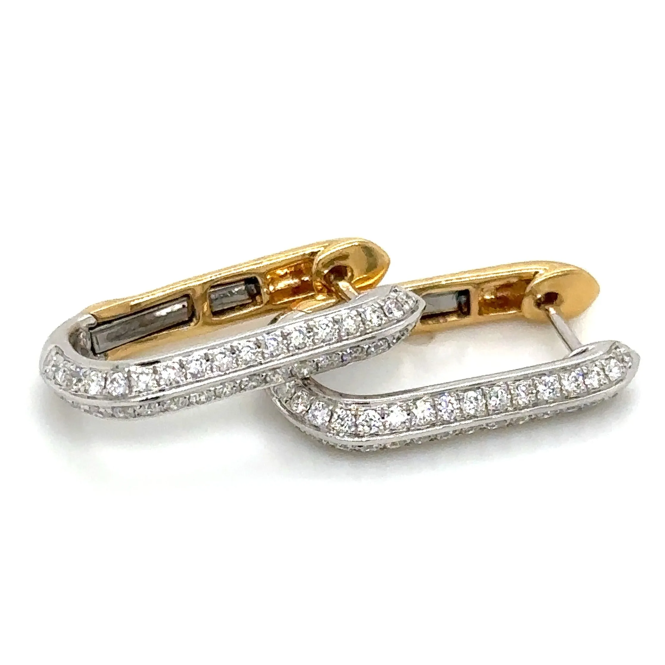 1.90ct tw Pave Diamond Two-Tone Gold  - Multiway Link Earrings