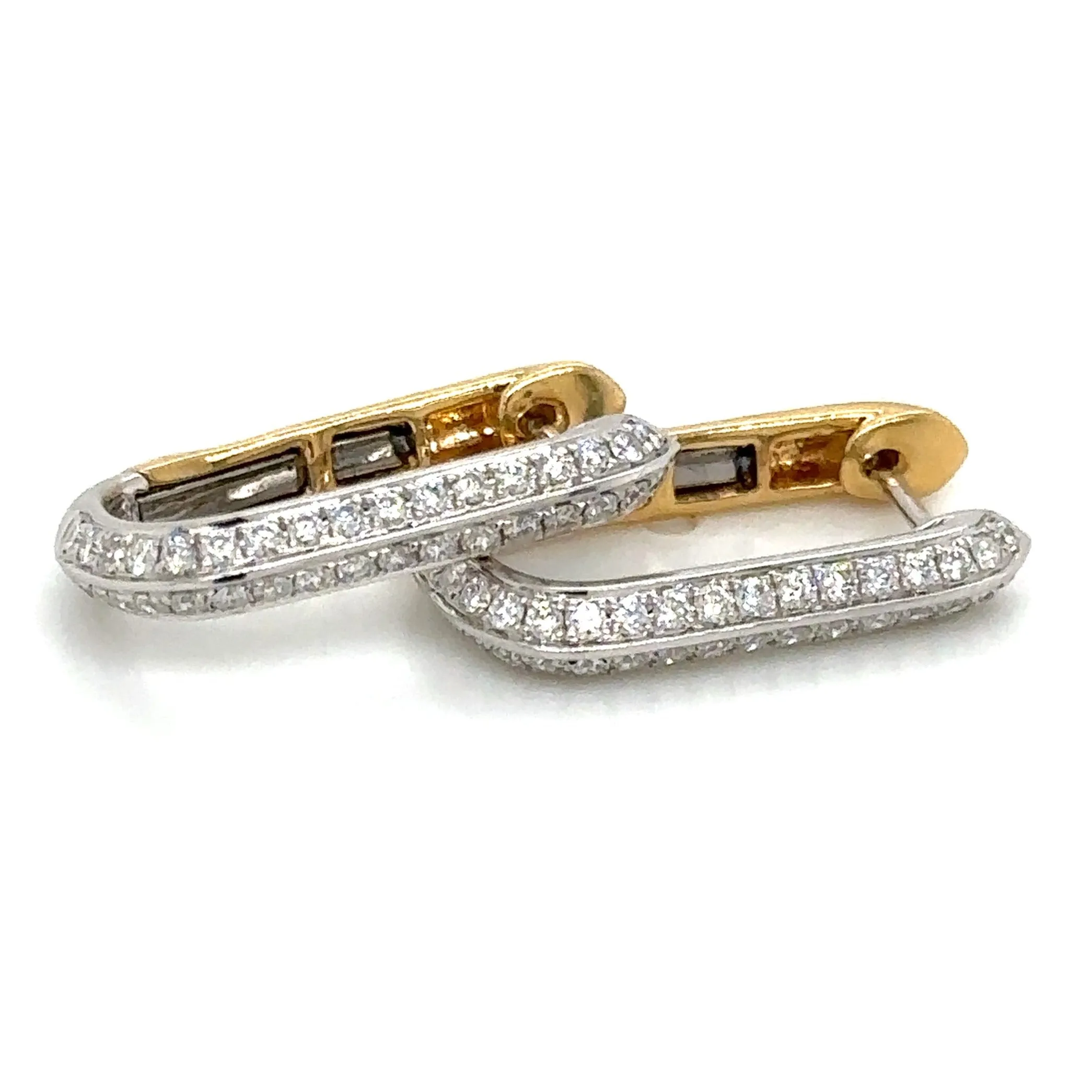 1.90ct tw Pave Diamond Two-Tone Gold  - Multiway Link Earrings