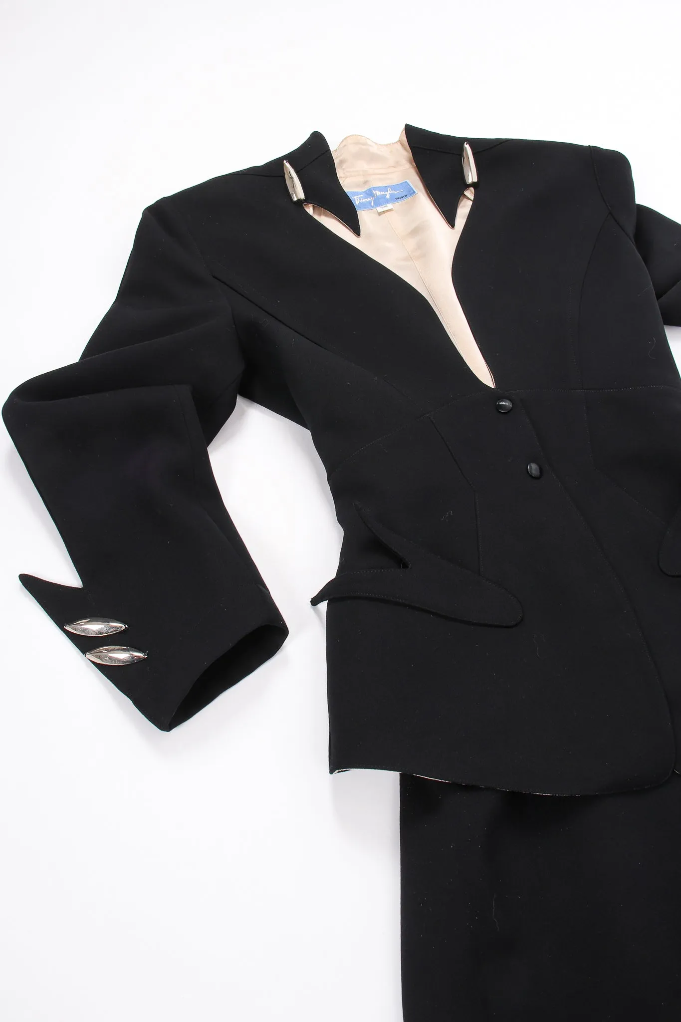 1980s Pointed Cutout Collar Jacket & Skirt Set