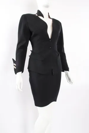 1980s Pointed Cutout Collar Jacket & Skirt Set