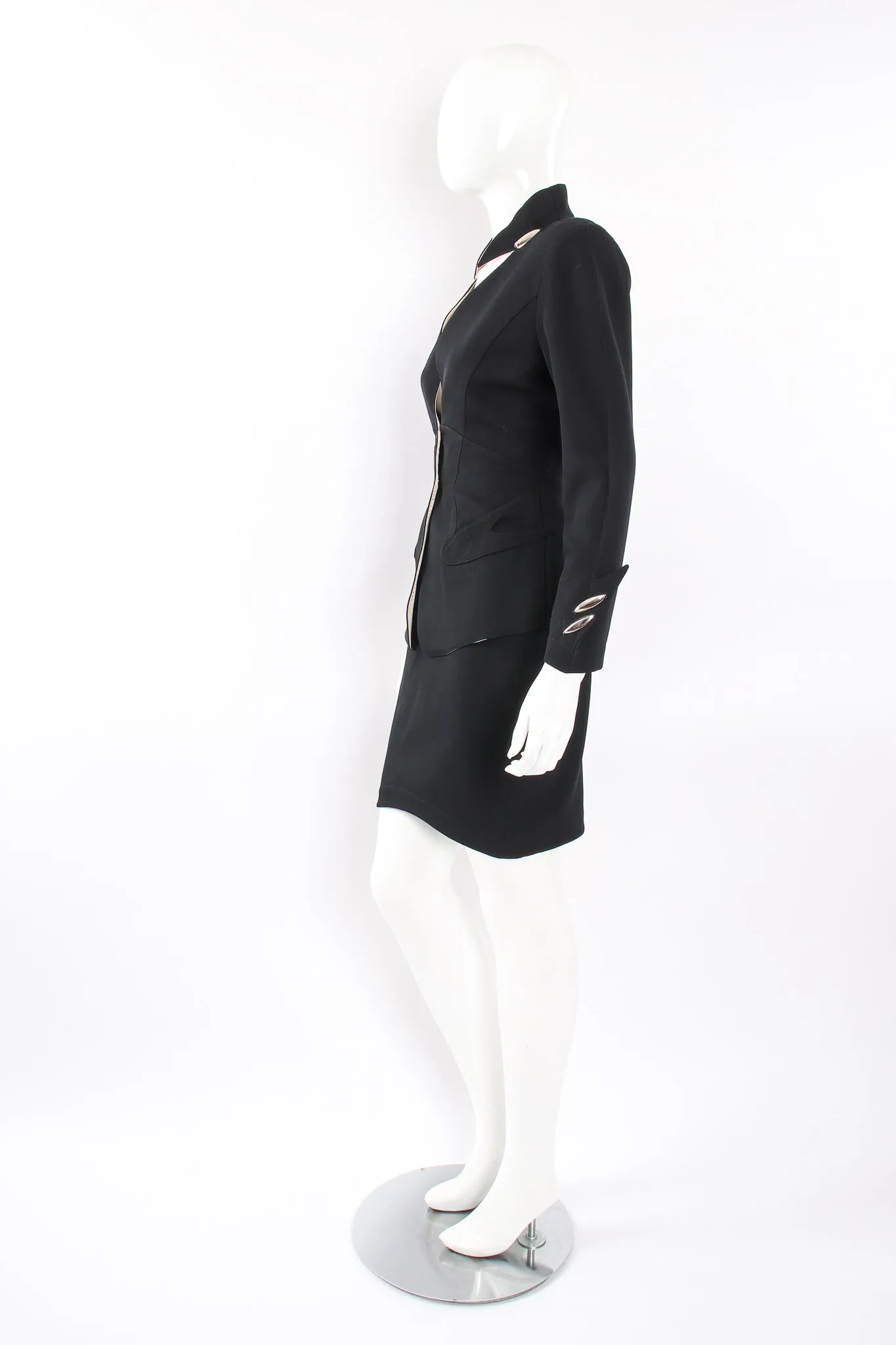 1980s Pointed Cutout Collar Jacket & Skirt Set