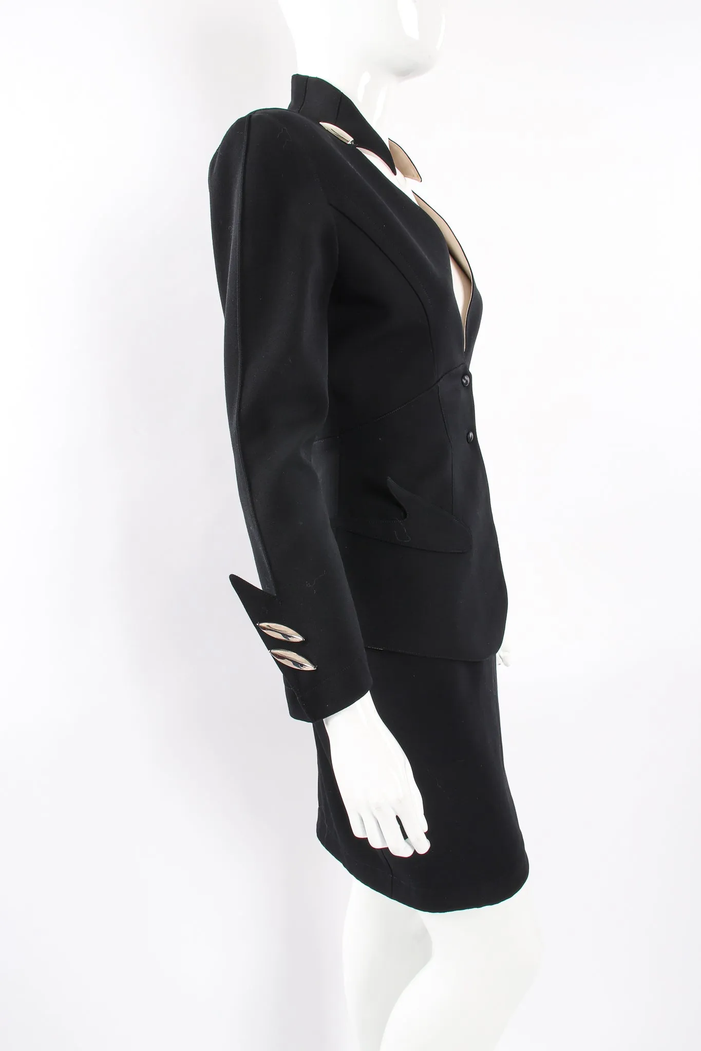1980s Pointed Cutout Collar Jacket & Skirt Set