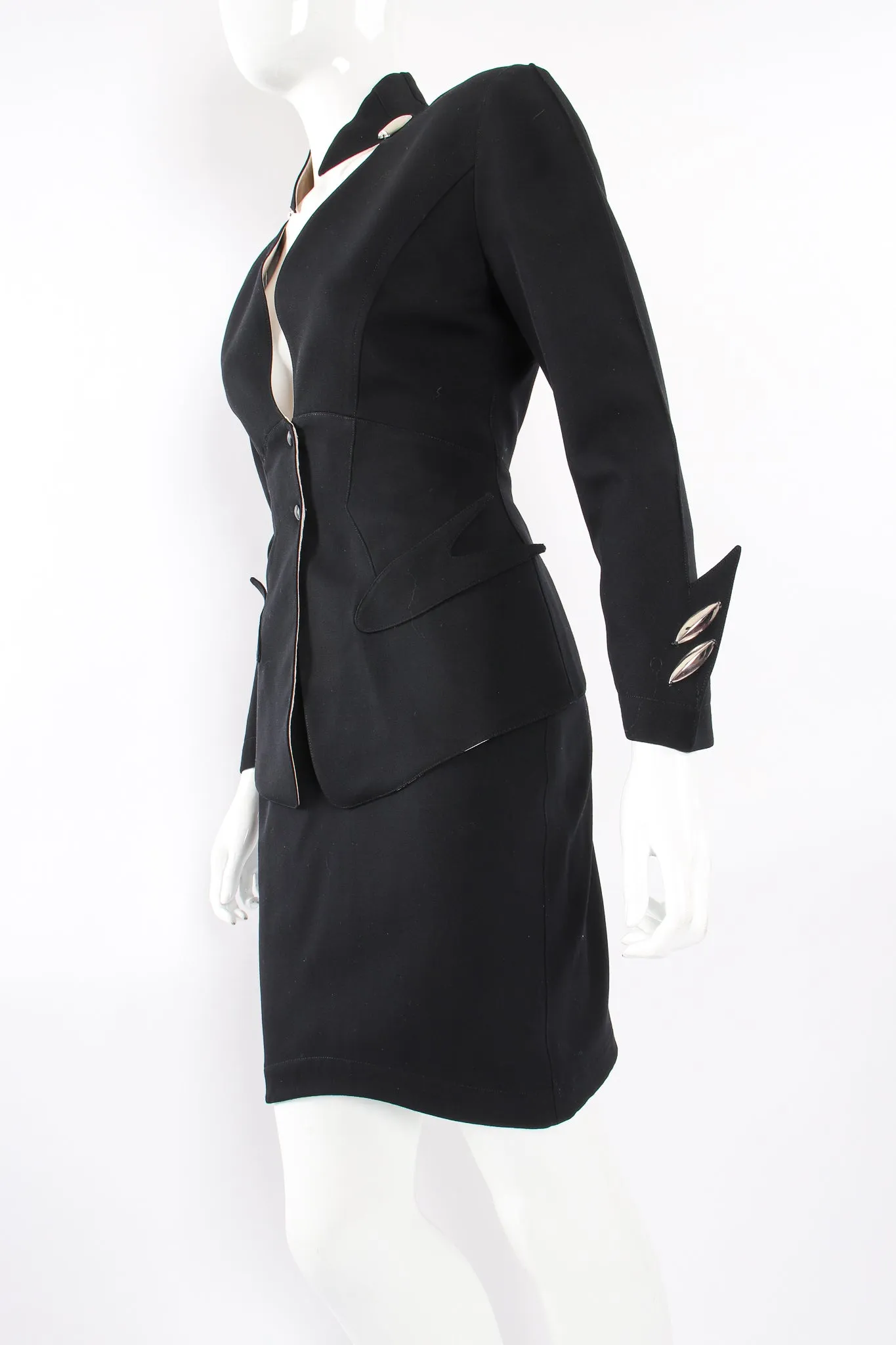 1980s Pointed Cutout Collar Jacket & Skirt Set