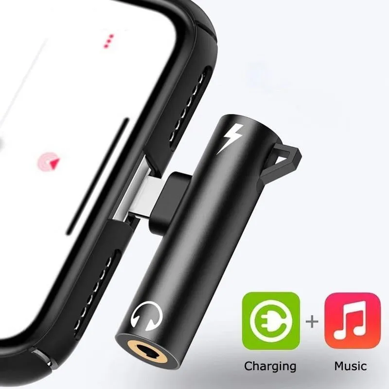 2 IN 1 Audio Headphone Charging Dual Adapter For Iphone