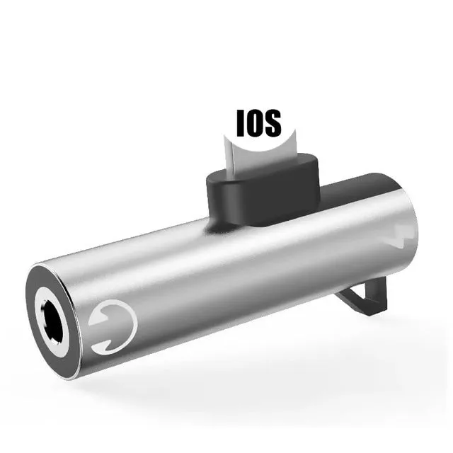 2 IN 1 Audio Headphone Charging Dual Adapter For Iphone