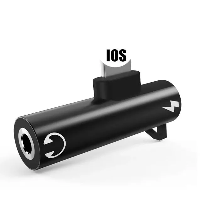2 IN 1 Audio Headphone Charging Dual Adapter For Iphone