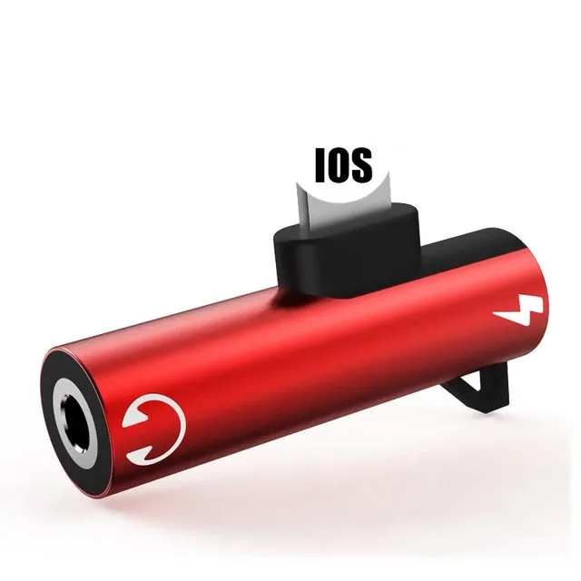 2 IN 1 Audio Headphone Charging Dual Adapter For Iphone