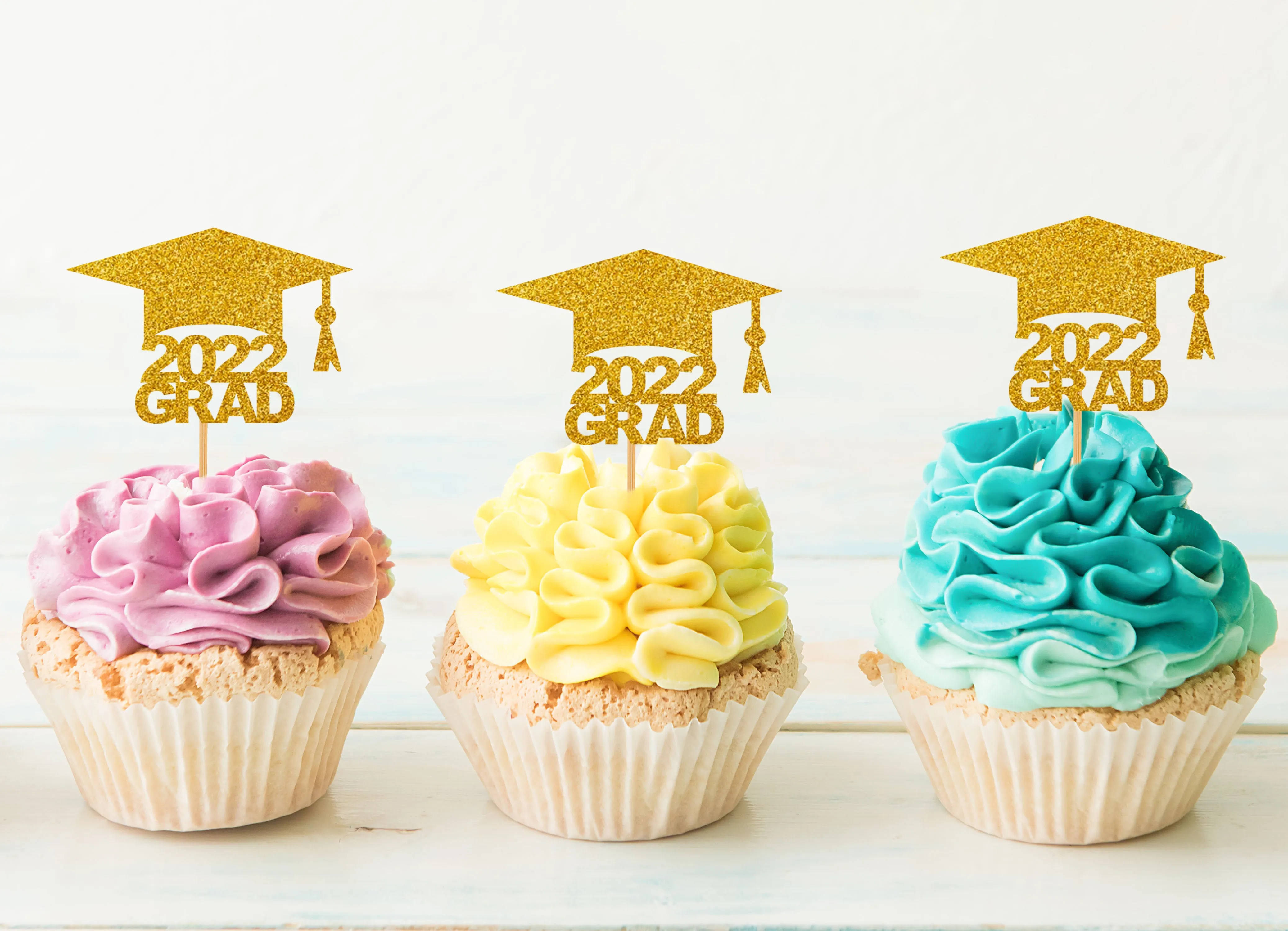 2022 Graduation Cap Cupcake Toppers