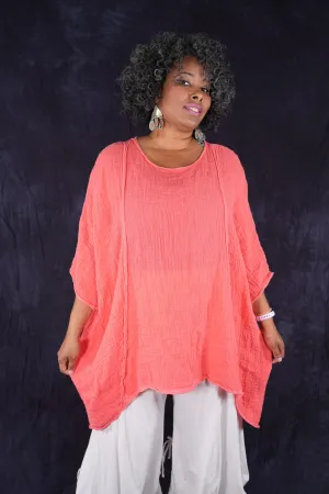2364 Textured Summer Hi Lo Tunic Geranium