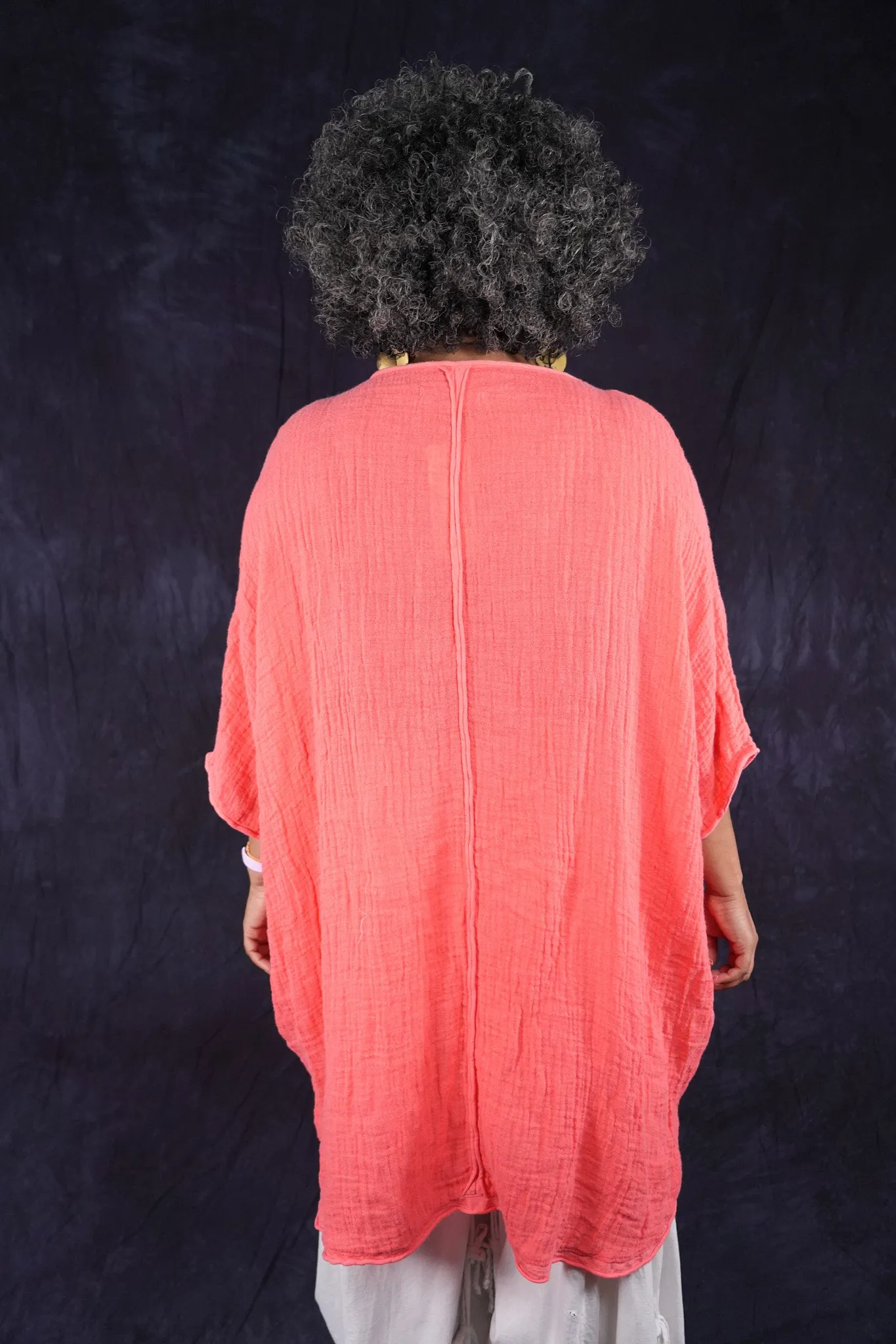 2364 Textured Summer Hi Lo Tunic Geranium
