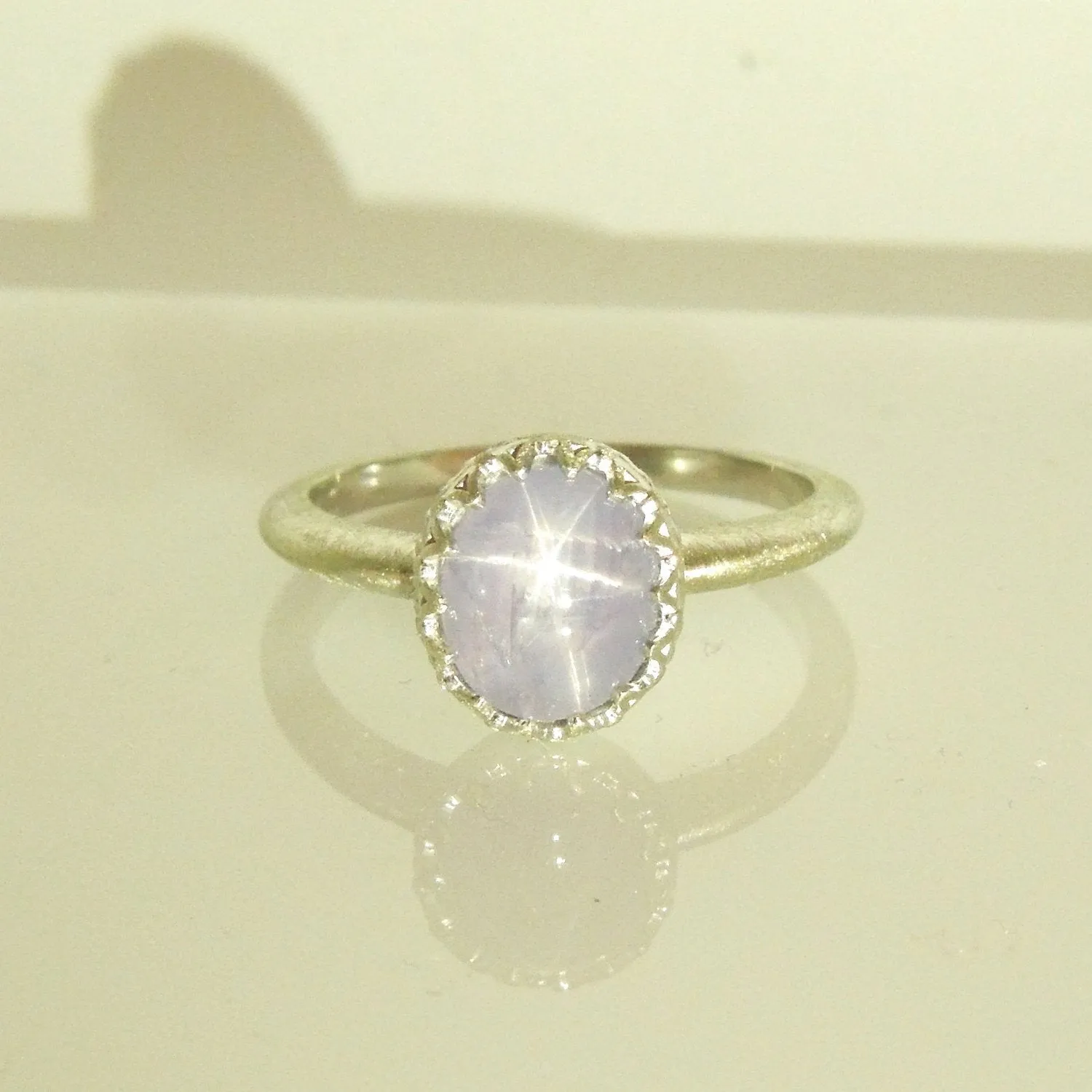 2.68ct Cabochon Lavender-Grey Star Sapphire in 14K White Gold