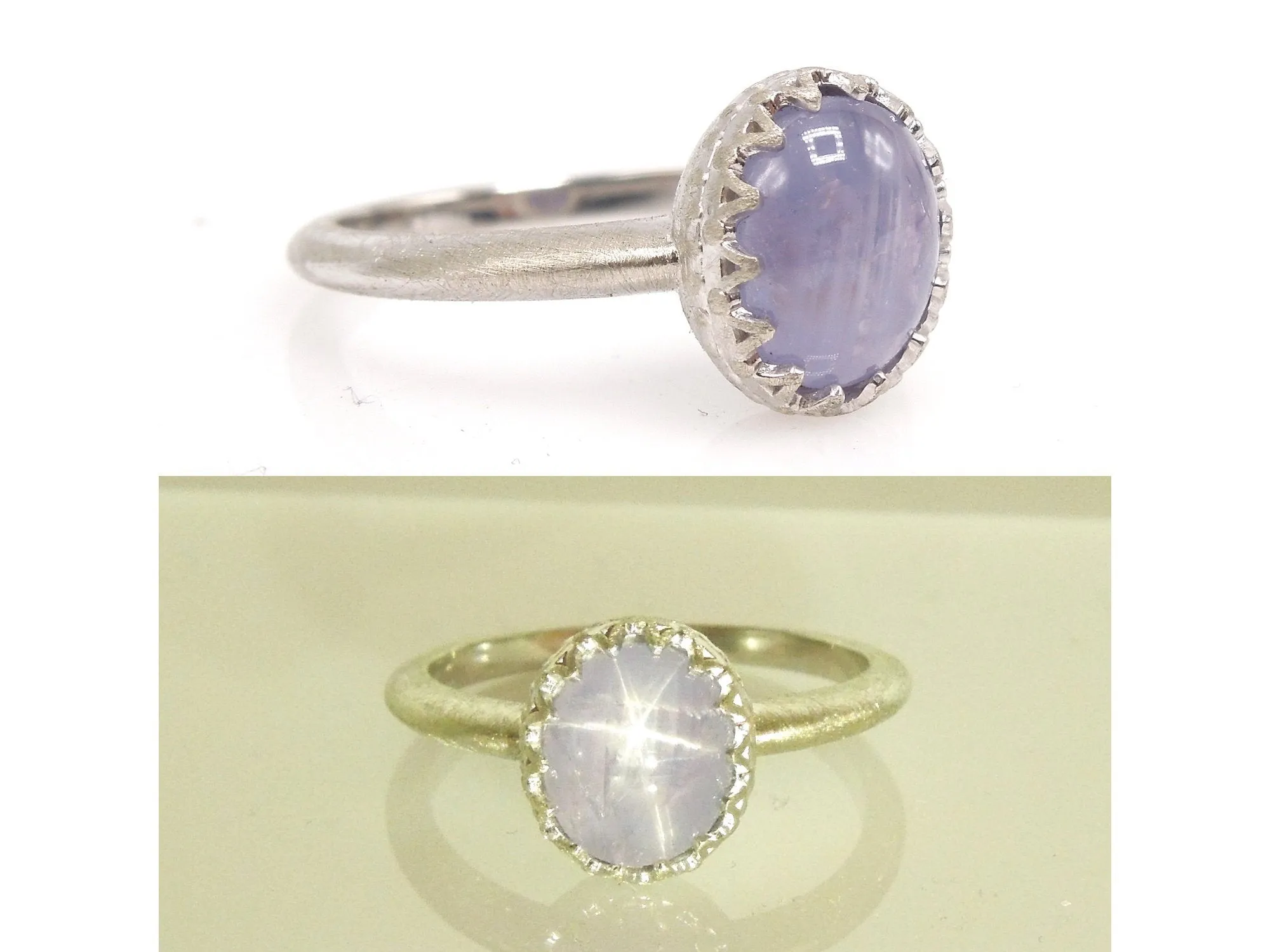2.68ct Cabochon Lavender-Grey Star Sapphire in 14K White Gold