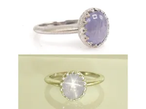 2.68ct Cabochon Lavender-Grey Star Sapphire in 14K White Gold