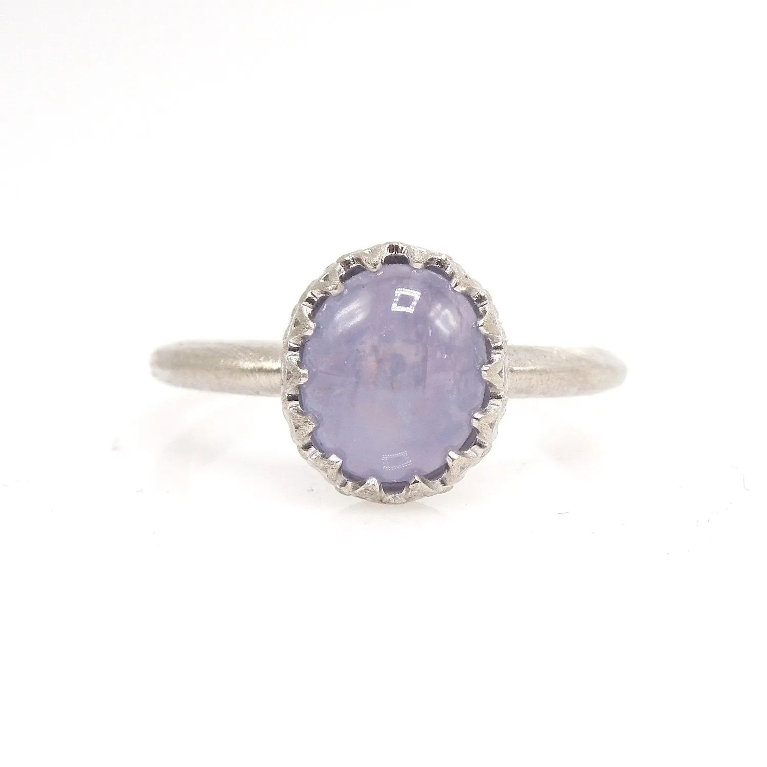 2.68ct Cabochon Lavender-Grey Star Sapphire in 14K White Gold