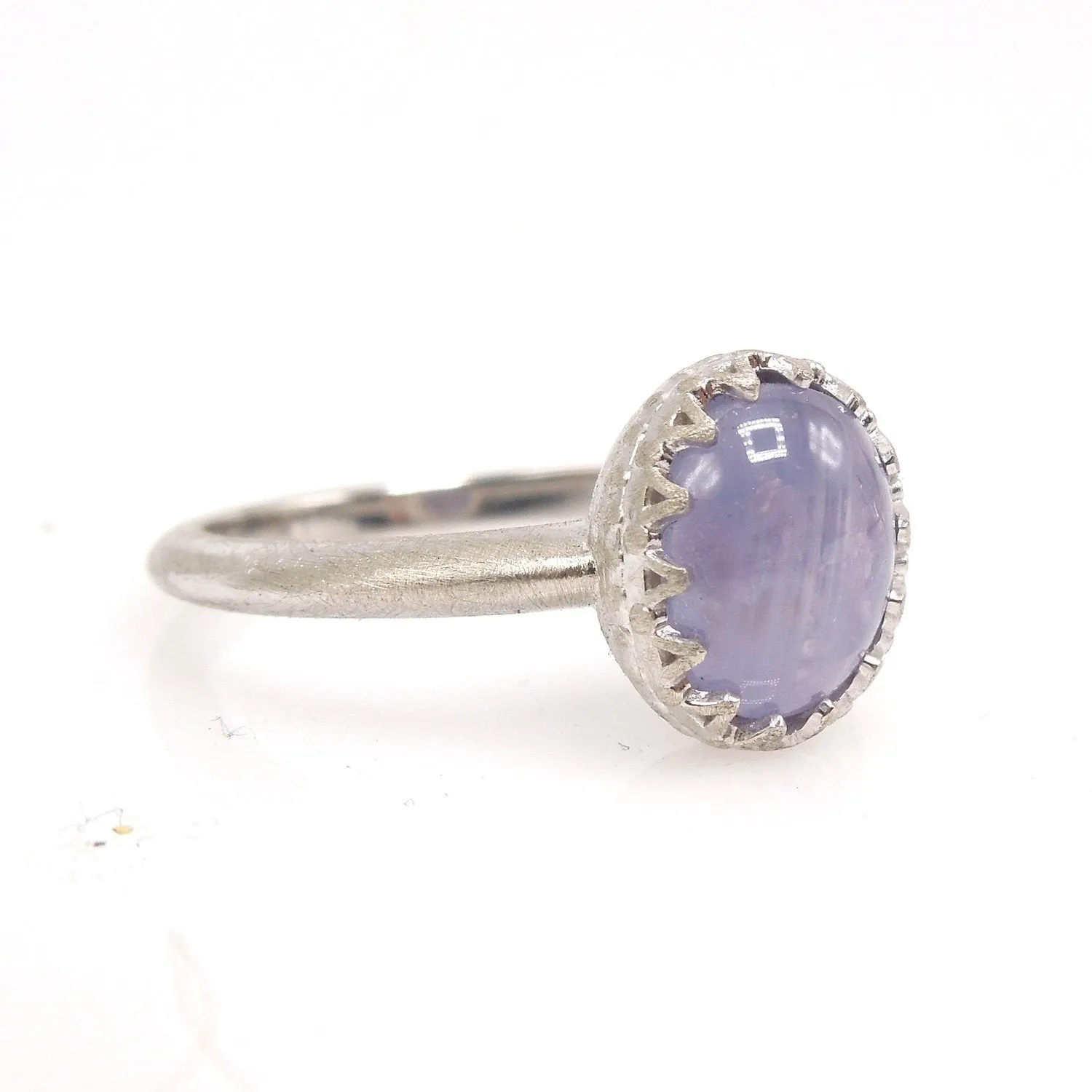 2.68ct Cabochon Lavender-Grey Star Sapphire in 14K White Gold