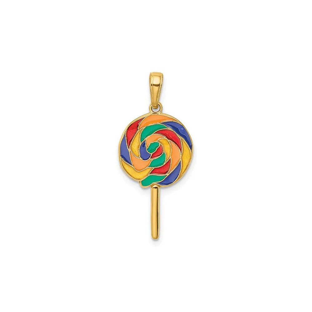 3D Colorful Lollipop Pendant (14K)