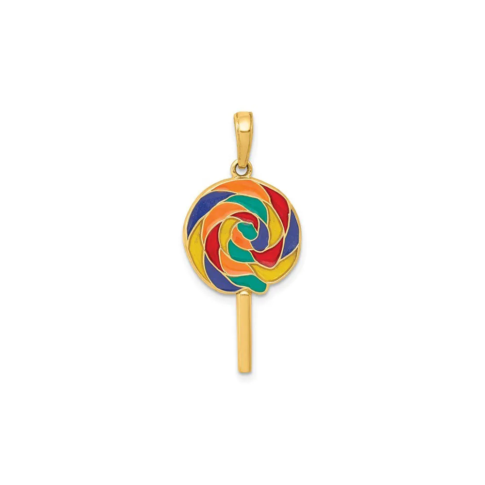3D Colorful Lollipop Pendant (14K)