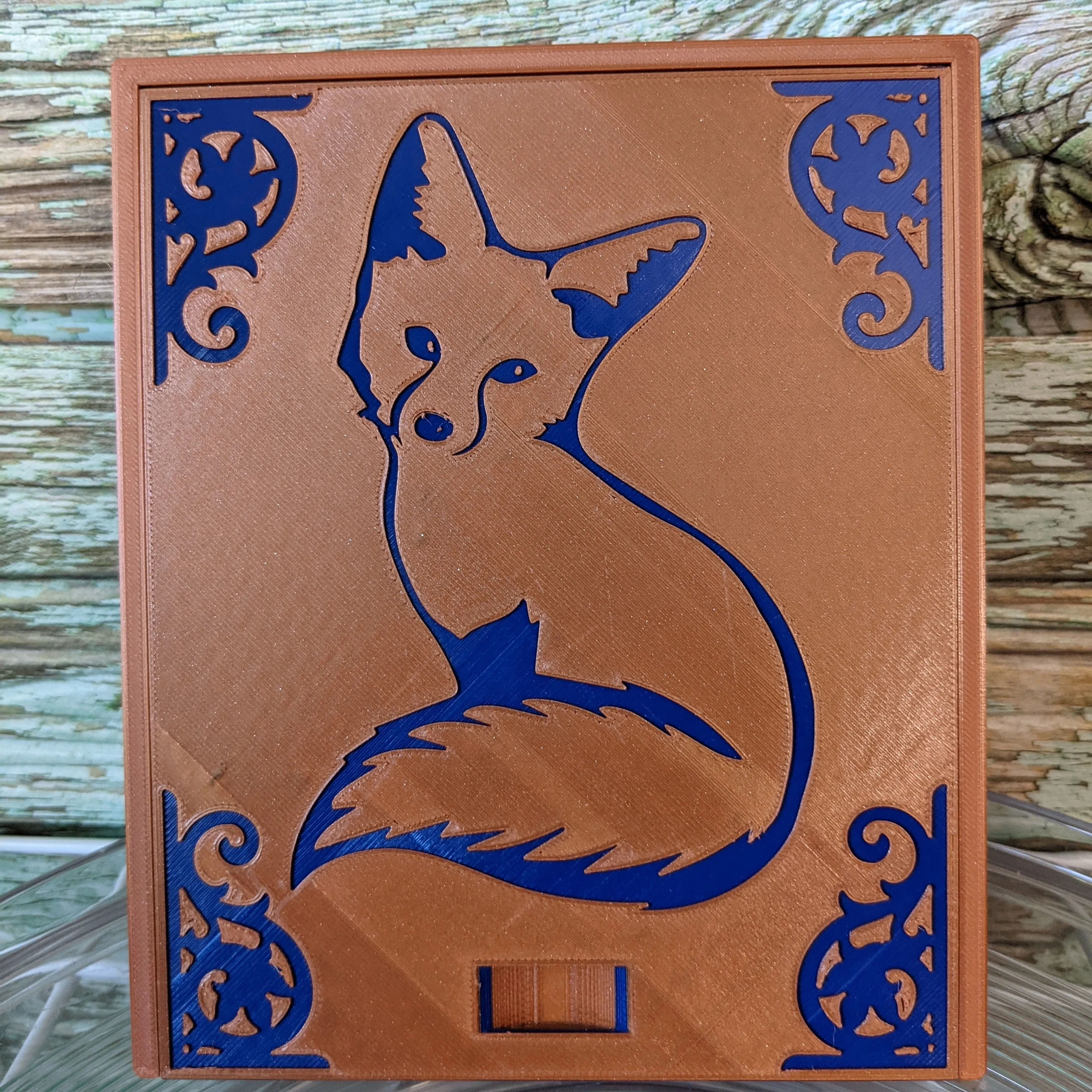 3D printed Storage Box with Dice Tray--Fox