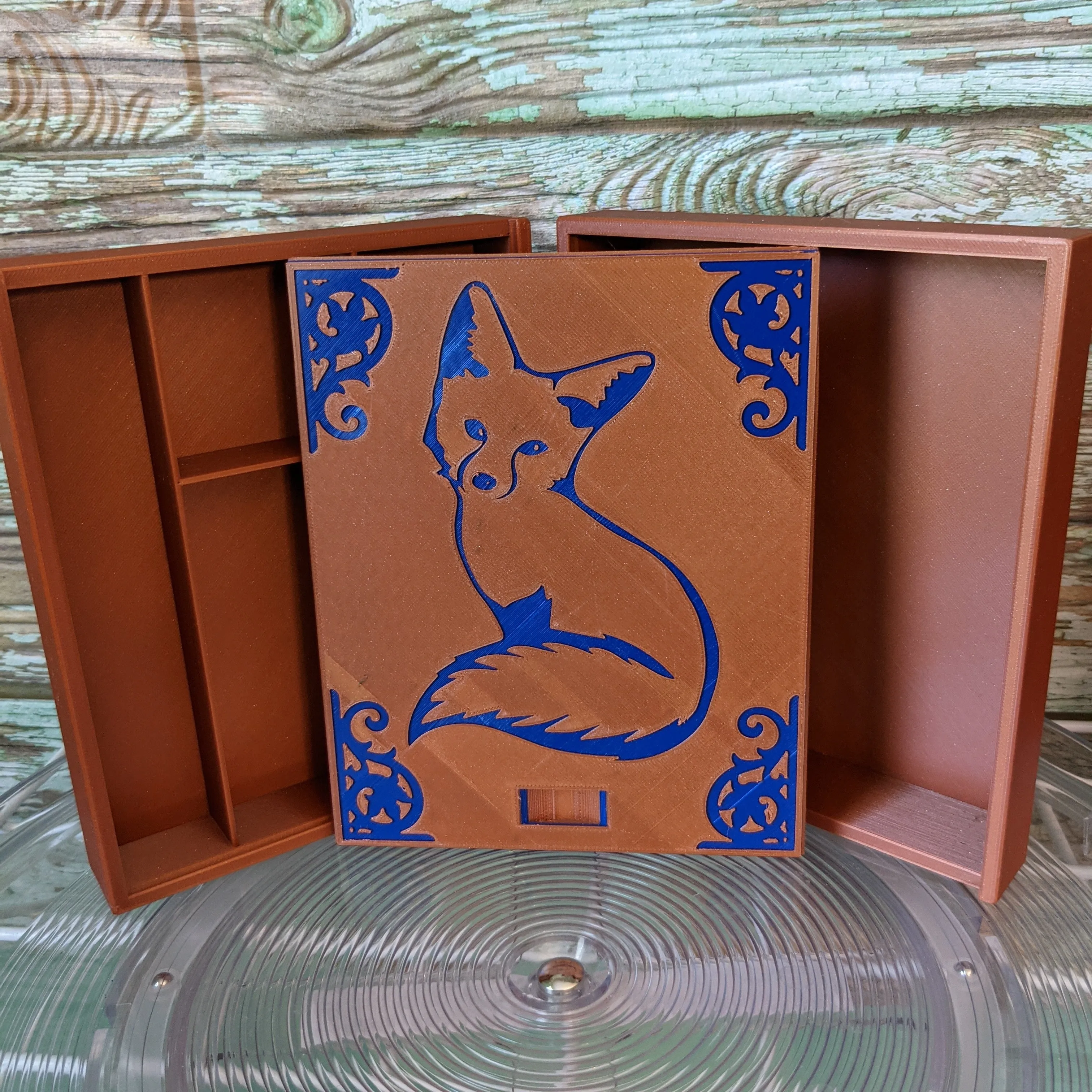 3D printed Storage Box with Dice Tray--Fox