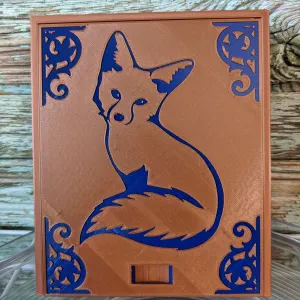 3D printed Storage Box with Dice Tray--Fox
