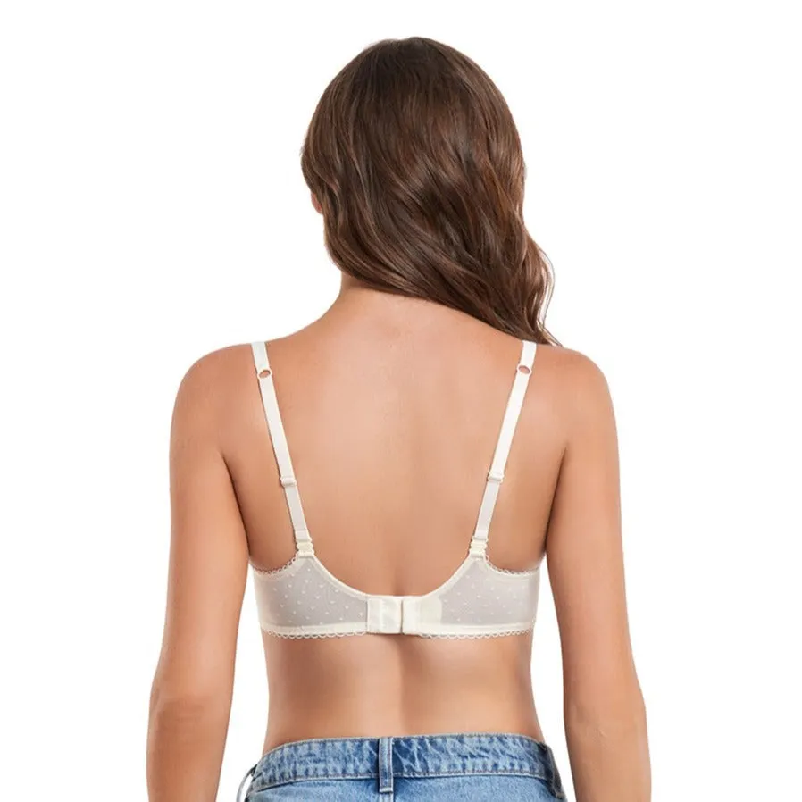 426 Women's Push Up Unlined Lace Sheer Underwire Multiway Everyday Bra White
