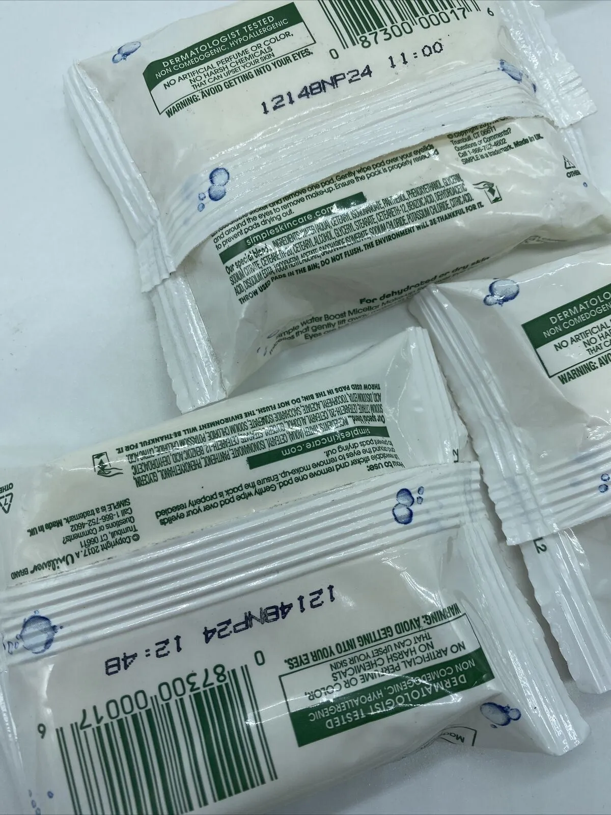 (6) Simple Water Boost Micellar Make-Up Remover Eye Pads 30 Wipes Ea Bulk Lot