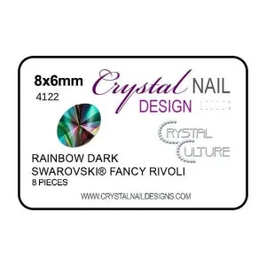 8mm x 6mm Oval Rivoli Crystal - Rainbow Dark