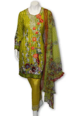 A13 Pakistani Indian Fine Design 3 Pcs Embroidered  Lawn Suit