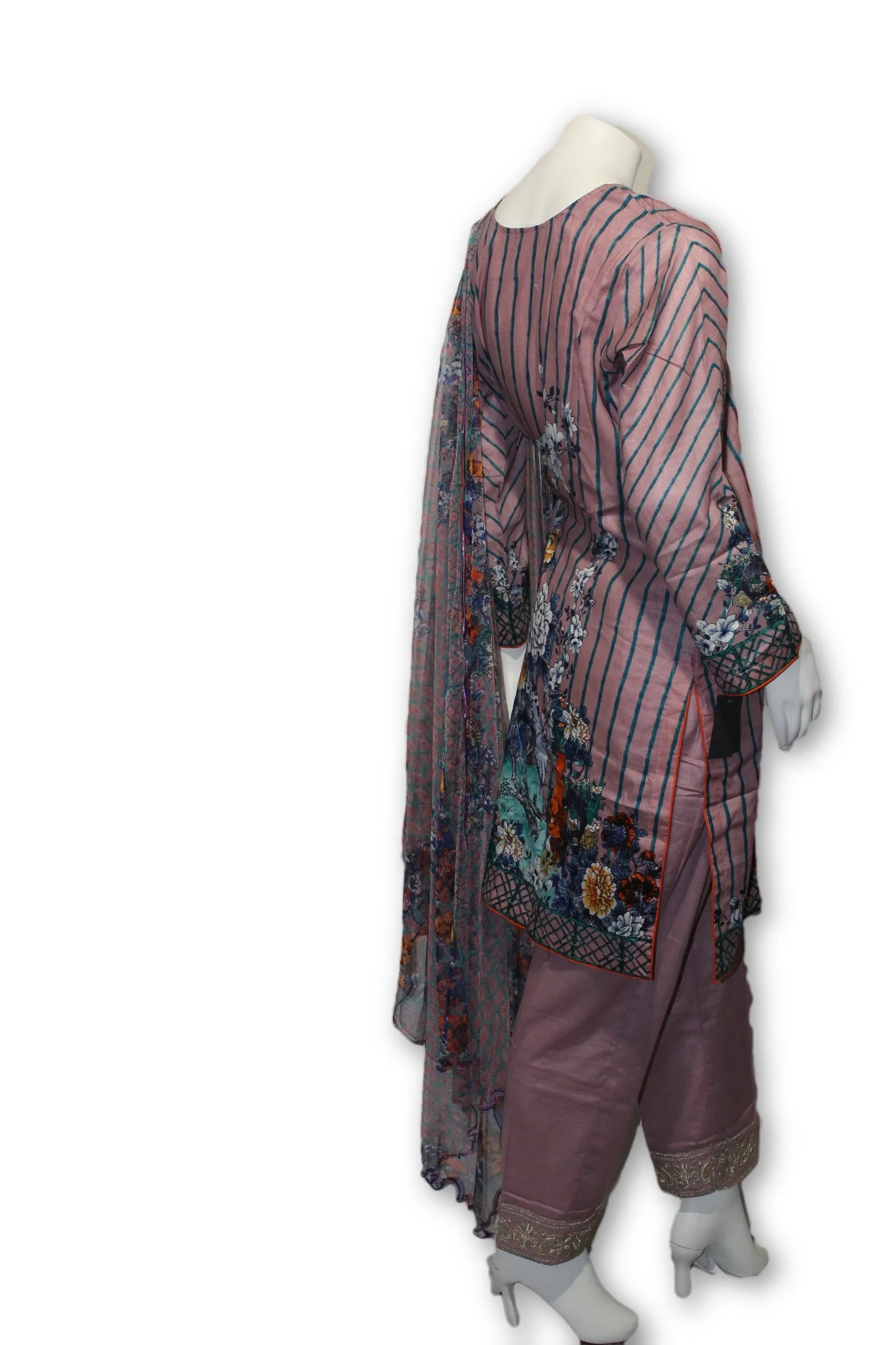 A13 Pakistani Indian Fine Design 3 Pcs Embroidered  Lawn Suit