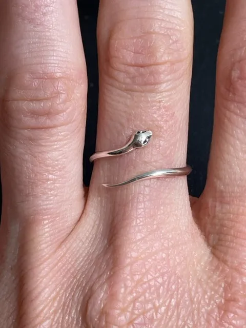 Adjustable Simple Snake Ring - Sterling Silver