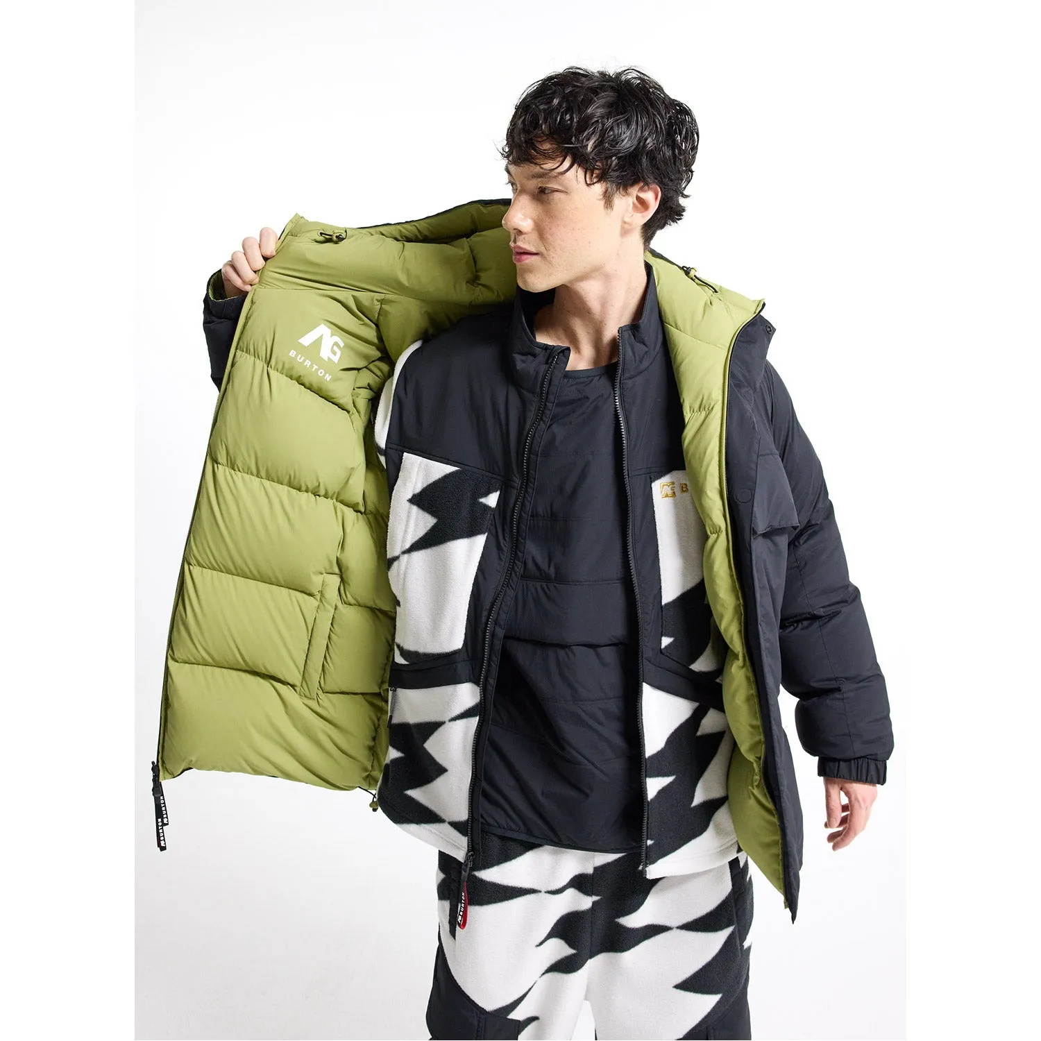 AG Railed Hooded Stretch Down Puffy Jacket