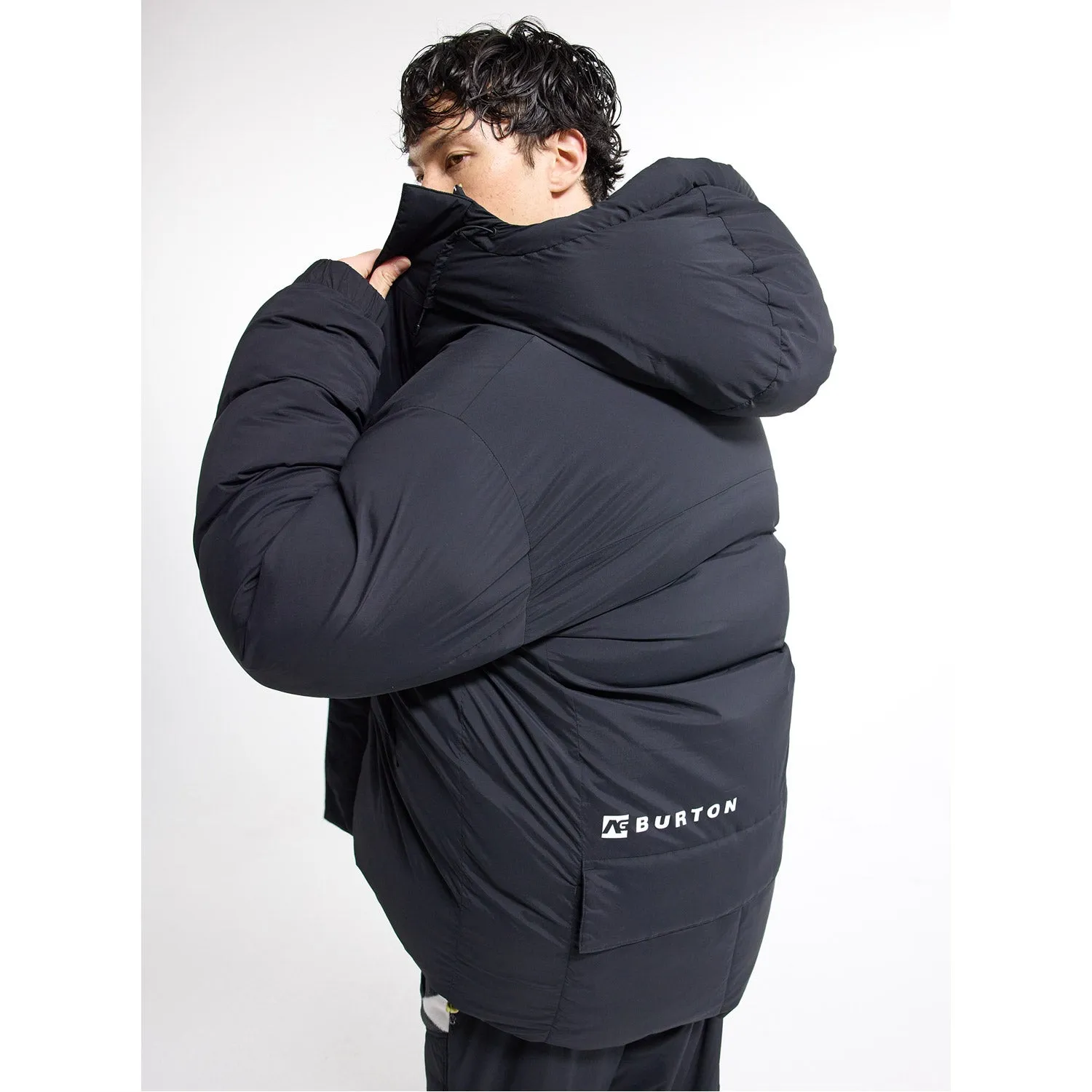 AG Railed Hooded Stretch Down Puffy Jacket