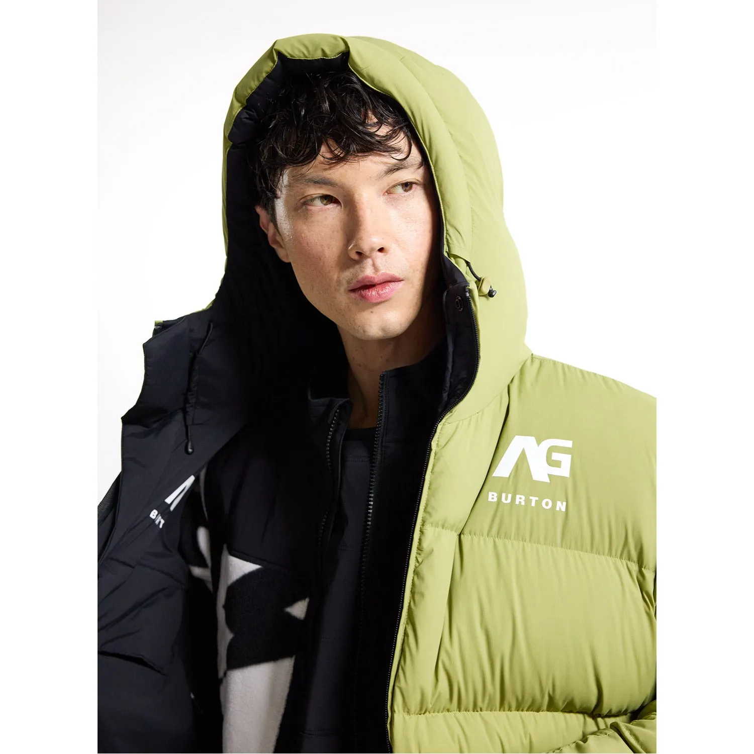AG Railed Hooded Stretch Down Puffy Jacket